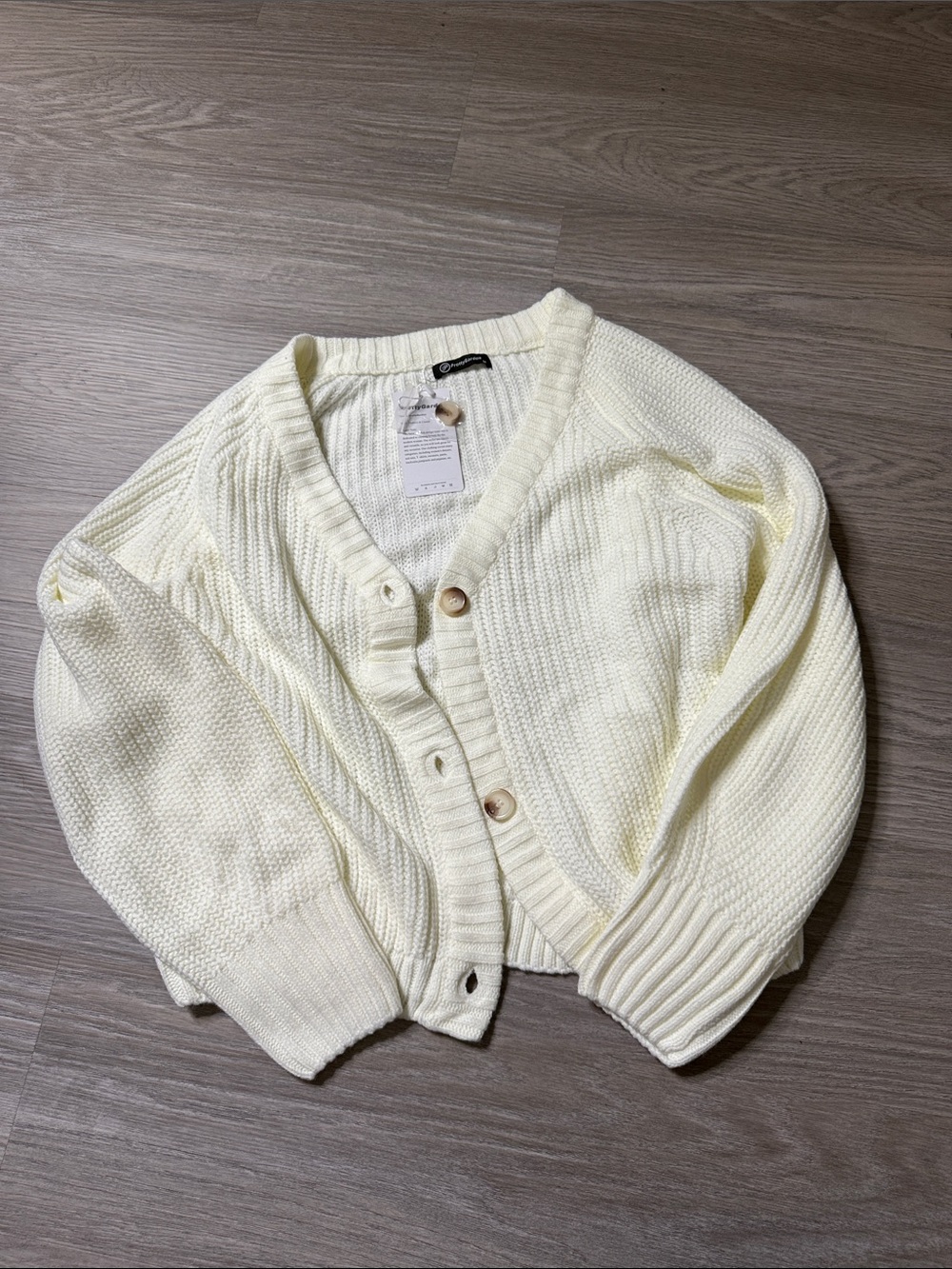Soft Cream Button-Up Knit Cardigan